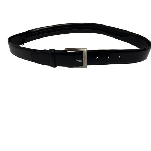 Unbranded Genuine Leather Belt Other - Belt Men's 34 Black Genuine Leather With Inside Zipper Pocket Unbranded